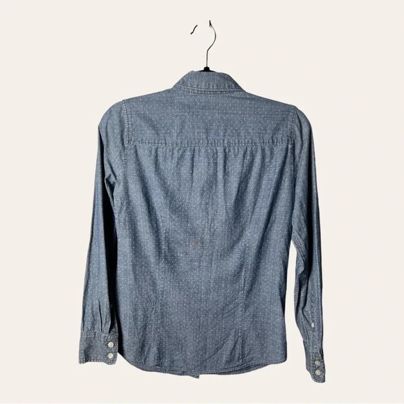 0400. J.CREW “THE PERFECT SHIRT” CHAMBRAY TOP BUTTON DOWN LONG SLEEVE SIZE XSM - Picture 6 of 8